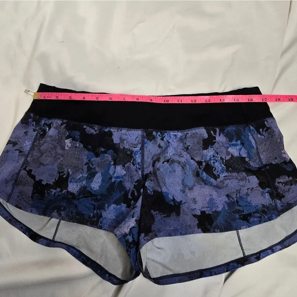 LULULEMON screen camo‎ multi black speed up running micro shorts 10